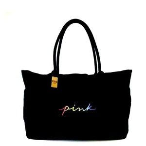 PINK Victoria’s Secret Rainbow Logo Canvas XL Tote Bag